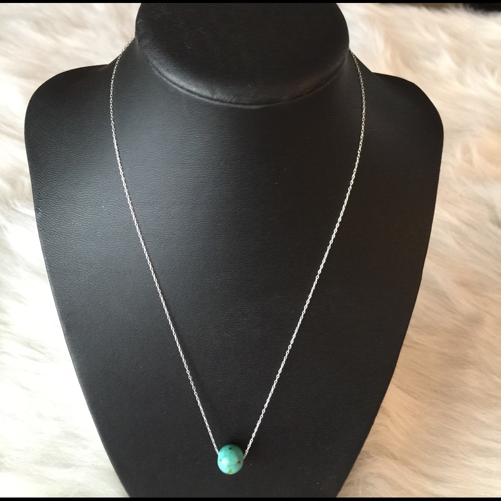 S/S Rolo Link Chain w/Turquoise Bead - Picture 1 of 1