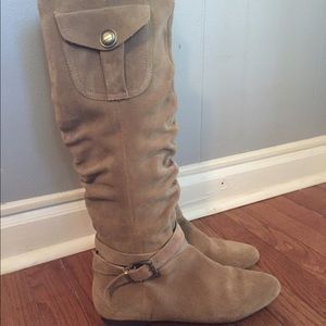 BCBG tan suede boots
