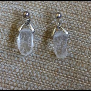 🌺.925 FOSSIL CRYSTAL QUARTZ EARINGS