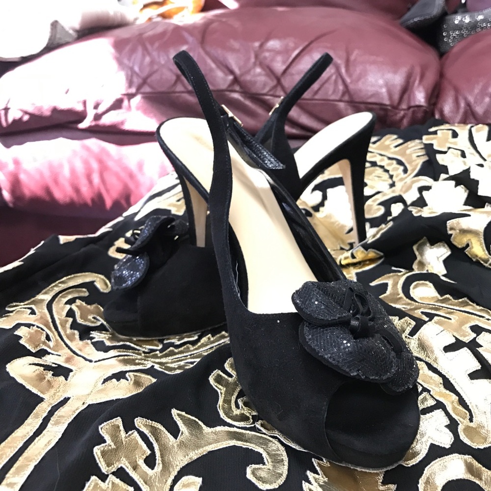 Kate Spade black suede Sling Back Heels