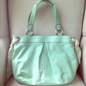 Price just reduced! Coach bag, light turquoise.