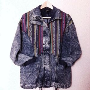 F21 Aztec Print Oversized Jean Jacket