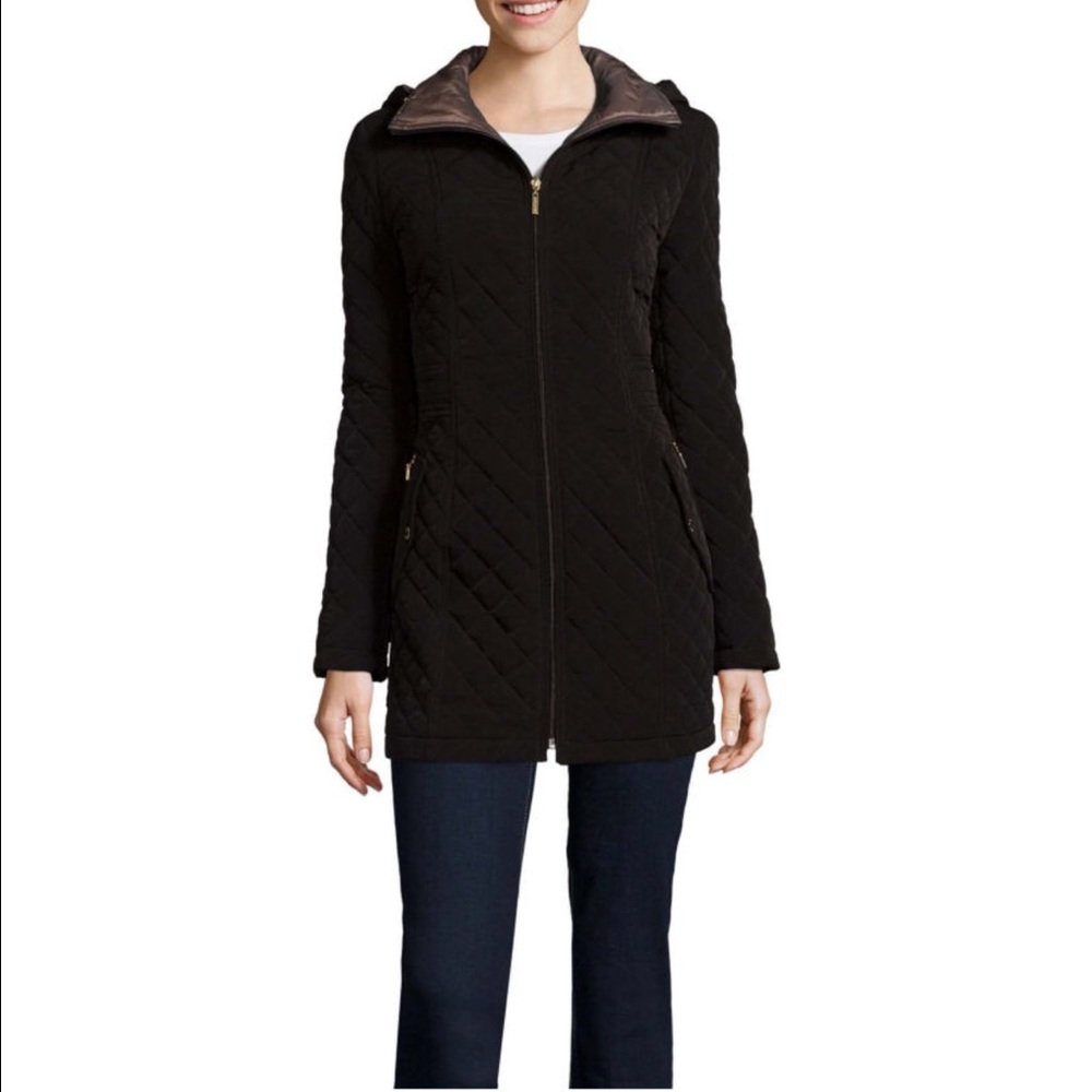 Black quilted coat