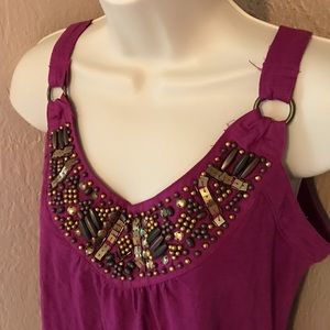 a.n.a Pink Beaded Neck Tank Top