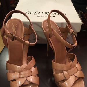 YSL tribute 105 light clay color patent leather
