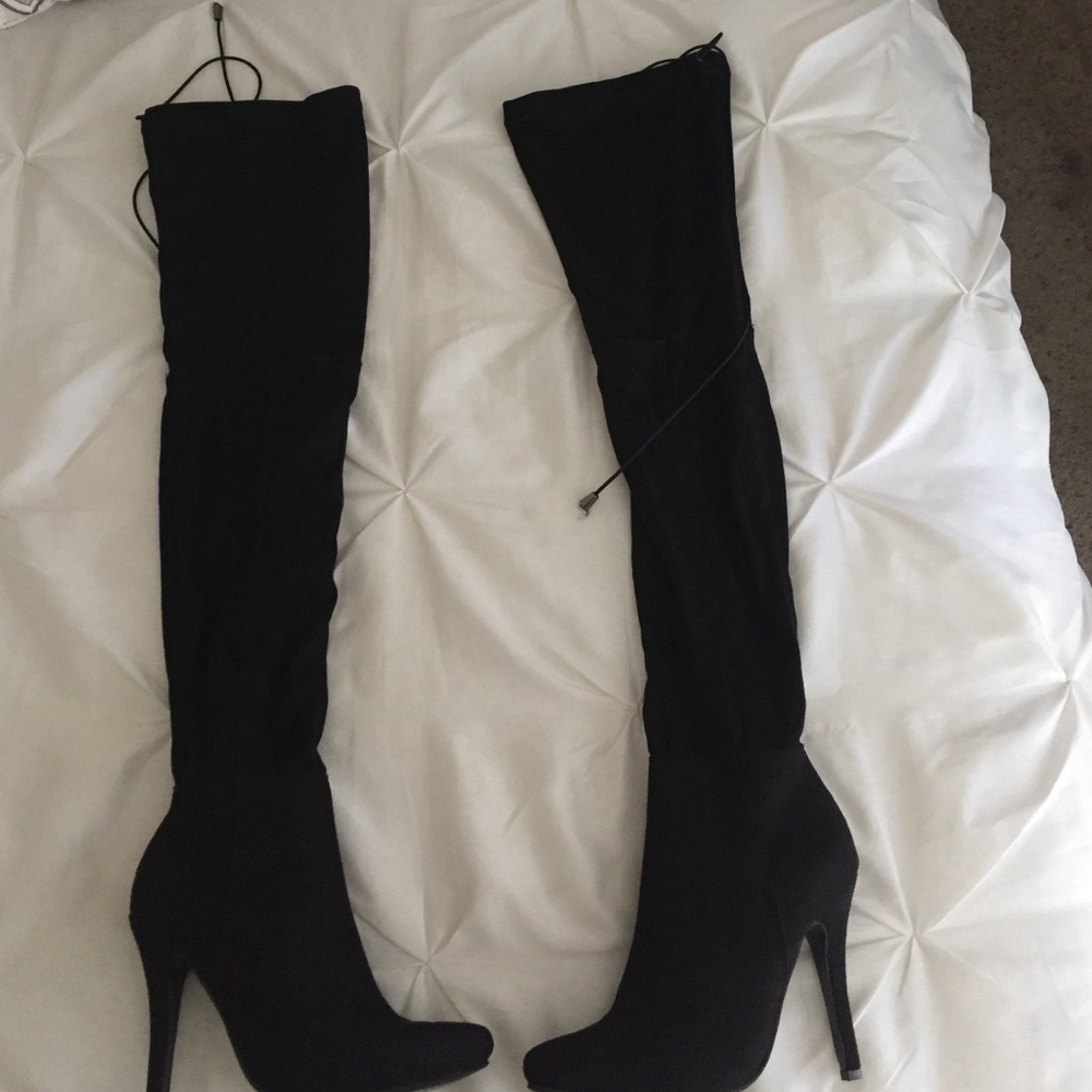 Black thigh high boots