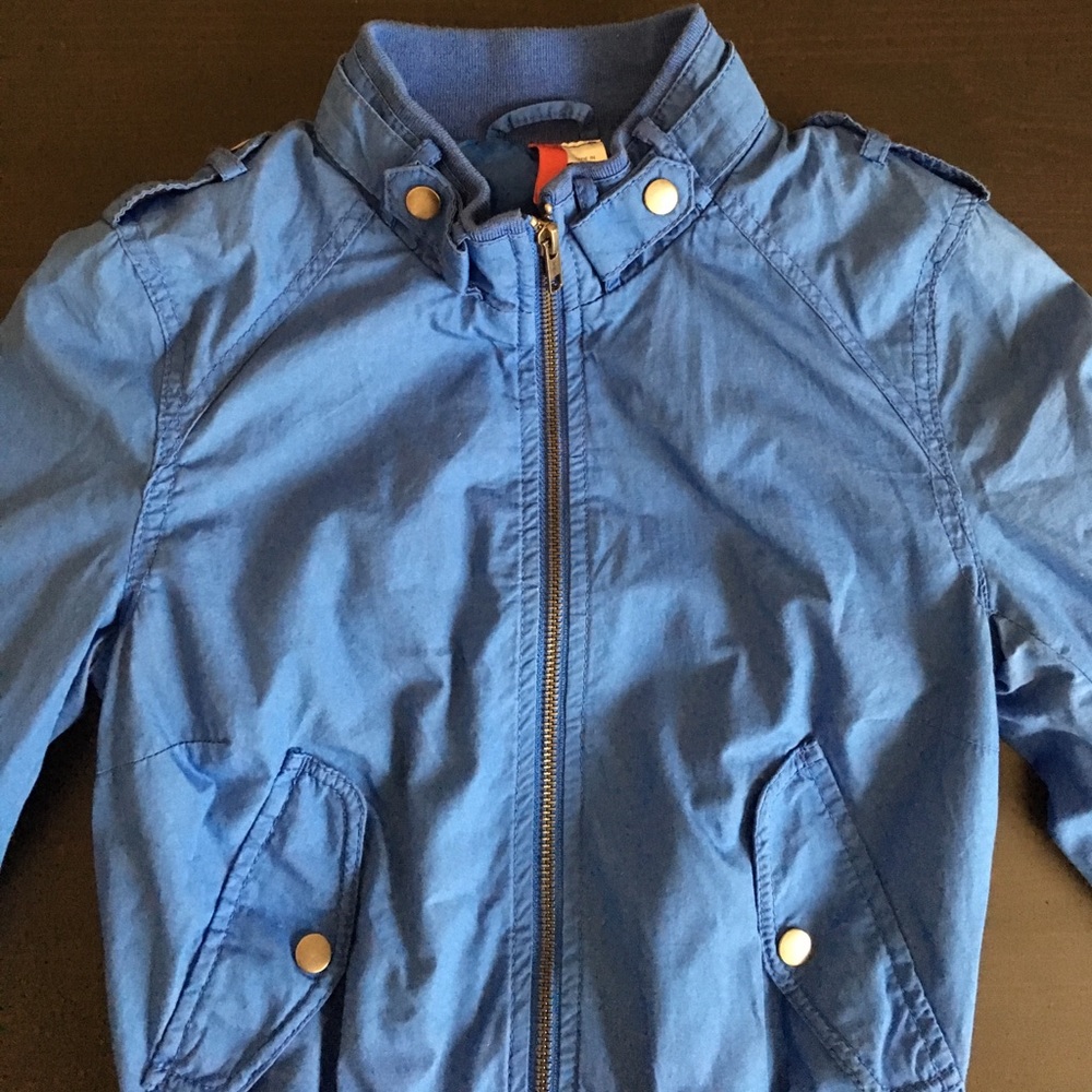 H&M Bomber Jacket Zip Up Size 2 Blue