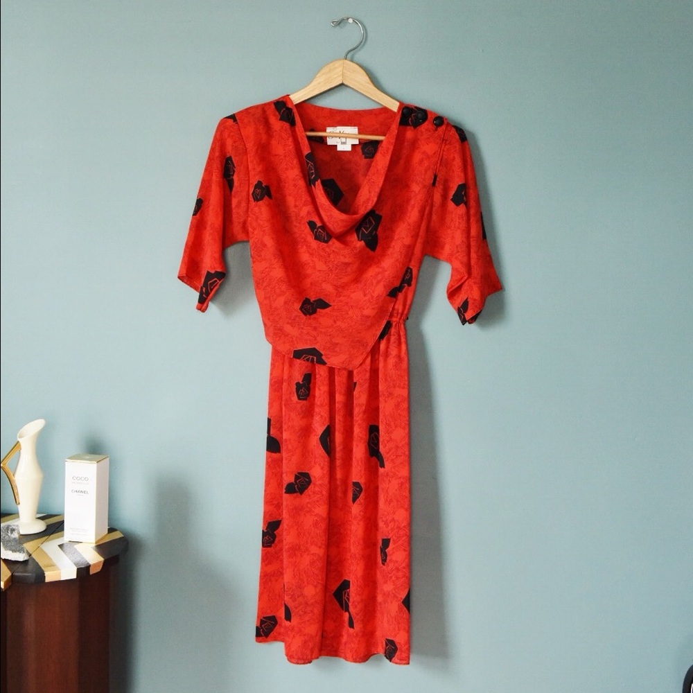 Vintage Abstract Roses Dress