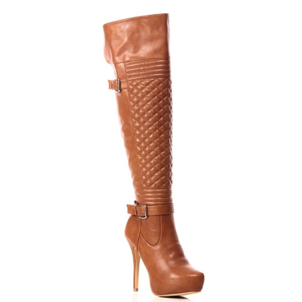 🔥SALE🔥 Tan Over The Knee High Heel Boots