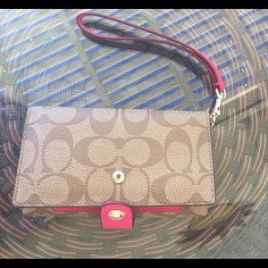 Coach phone / wallet case with wrist handle