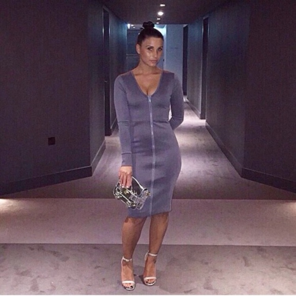 ALMAU Long Sleeve Grey Zipper Dress