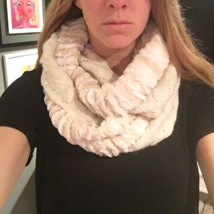 Anthropologie cream fur/cotton duo scarf