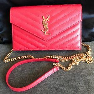 Saint Laurent Wallet on Chain in Red