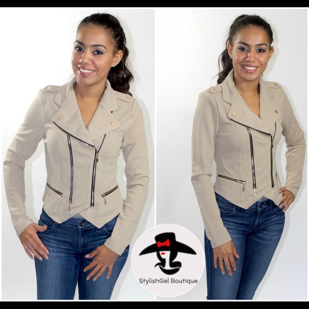 Beige Moto Jacket