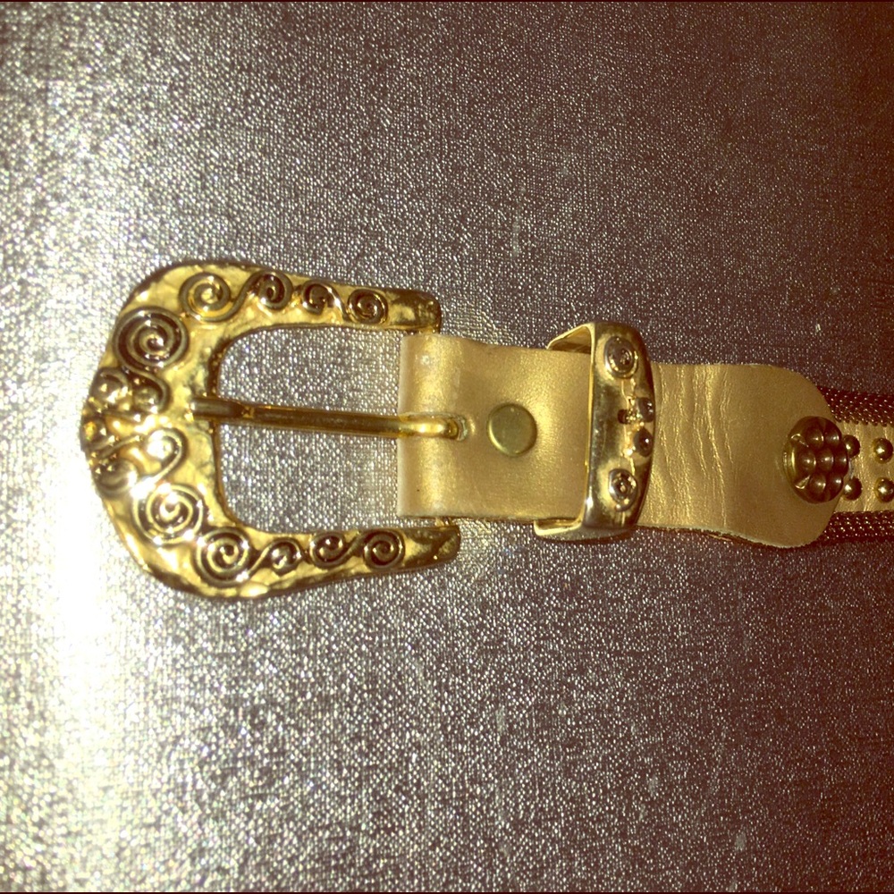 Leather gold and metal belt
