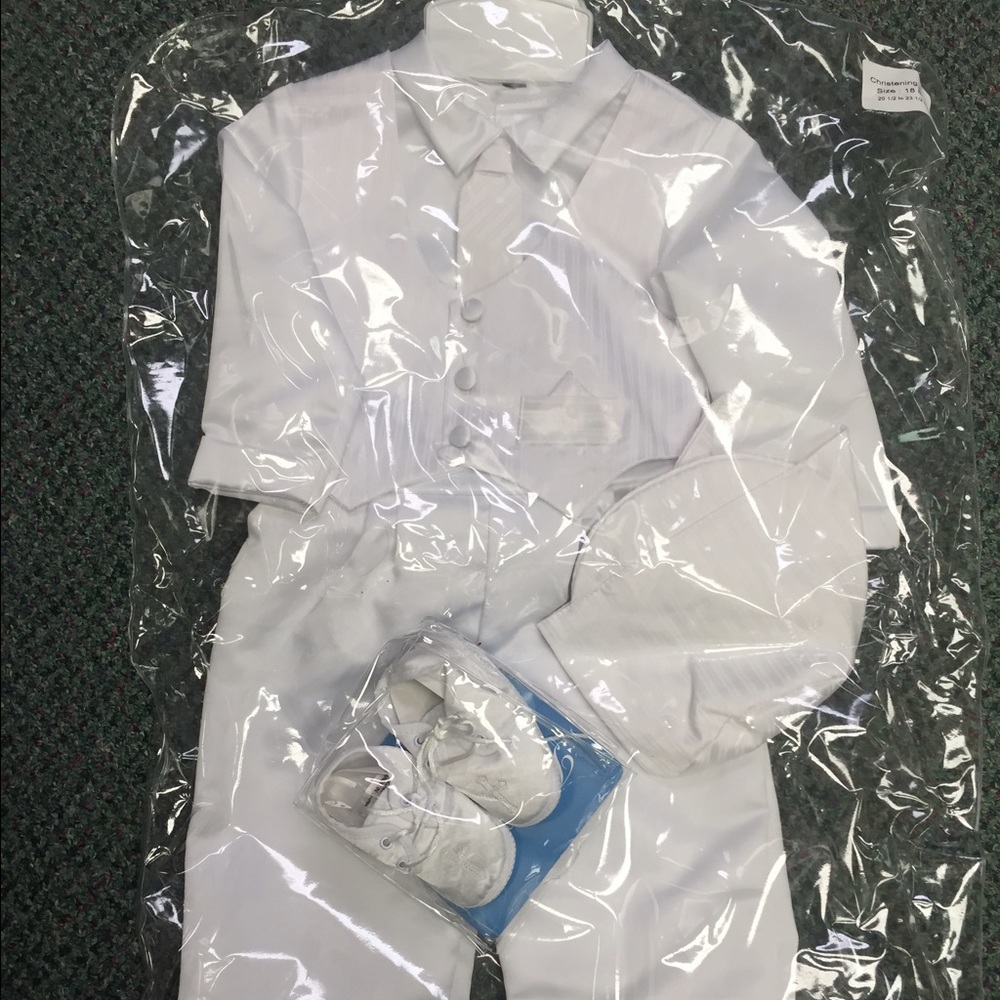 NEW Christening vest w/ satin long pant