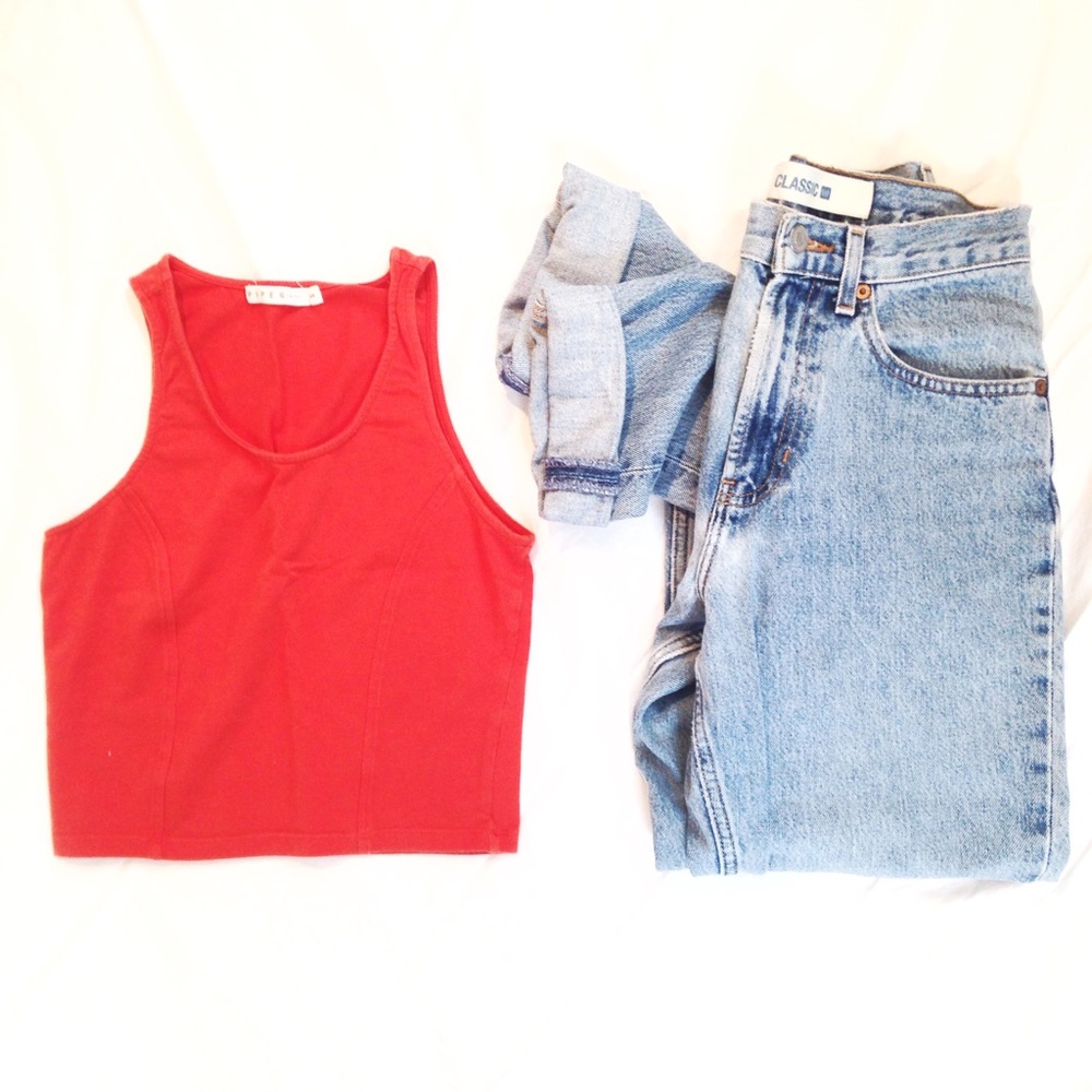 Orange high neck crop top