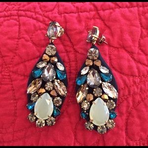 Blue and White Floral Crystal Earrings