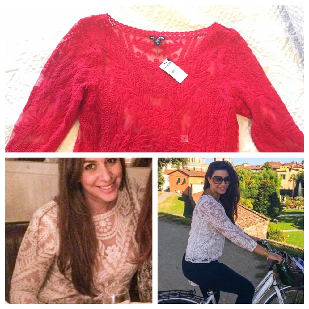 ❤️ red ❤️ lace long sleeve blouse