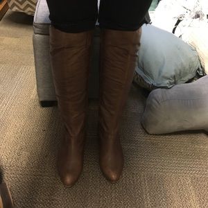 Brown knee tall boots