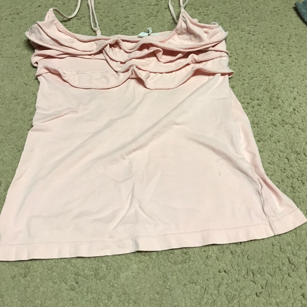 Pink ruffle tank