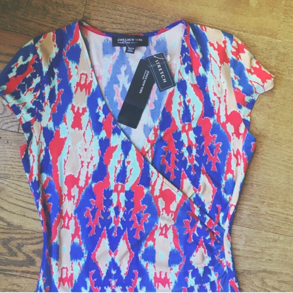 Jones New York Ikat Faux Wrap Dress