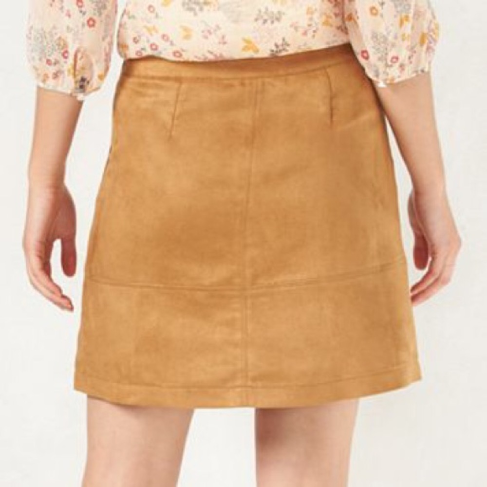 LC Lauren Conrad Tan Lace-Up Faux Suede Skirt NWT - Picture 3 of 7
