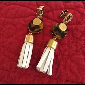 J.Crew Gold White Tassel Earrings