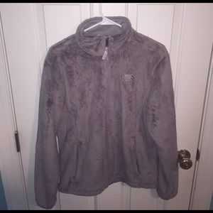 Grey fuzzy North Face Jacket