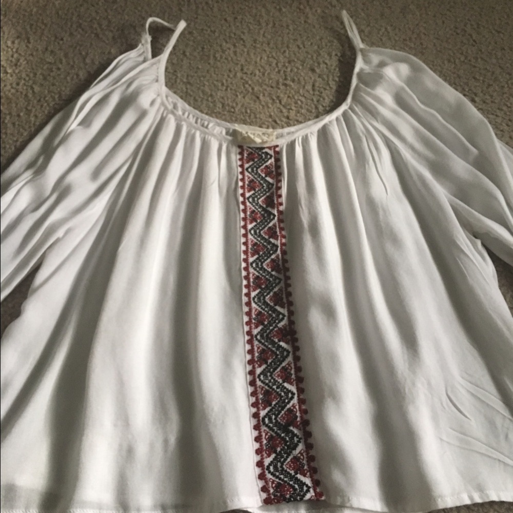 White open shoulder blouse