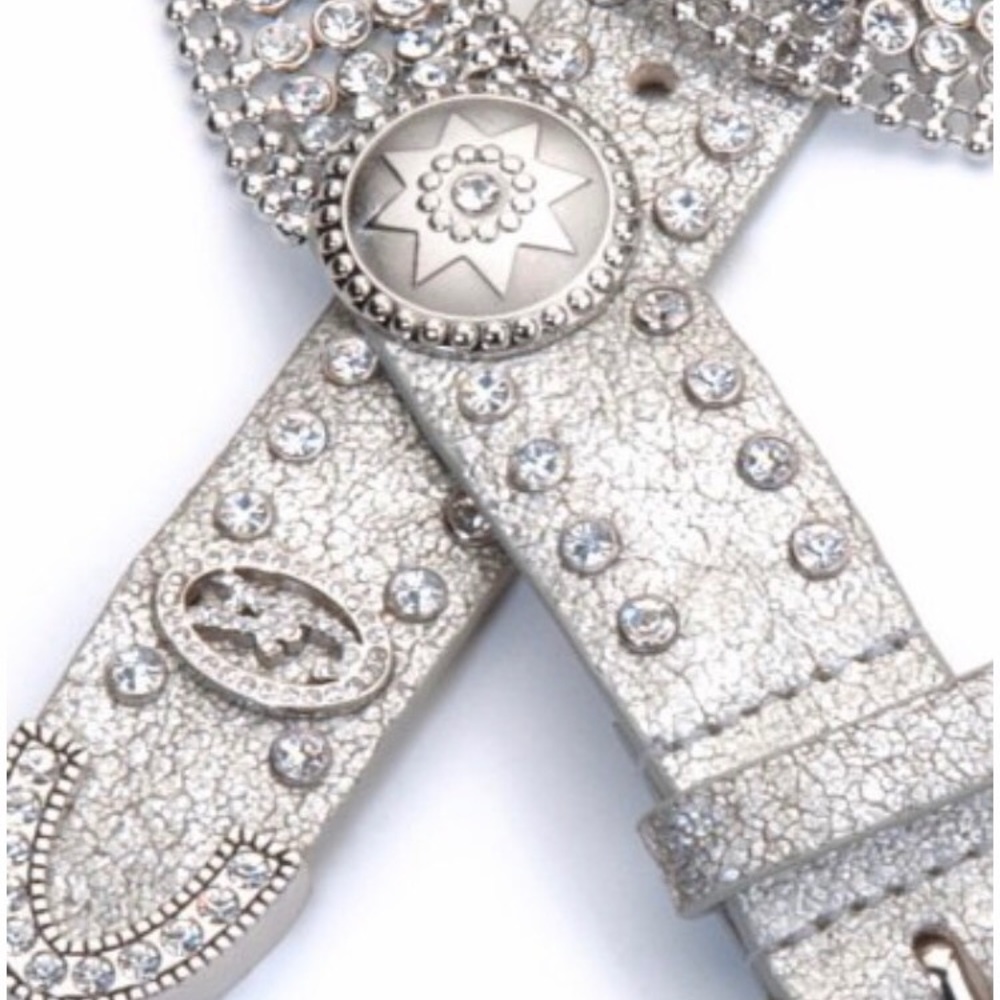 Chritine Alexander Leather Belt Silver  Size S