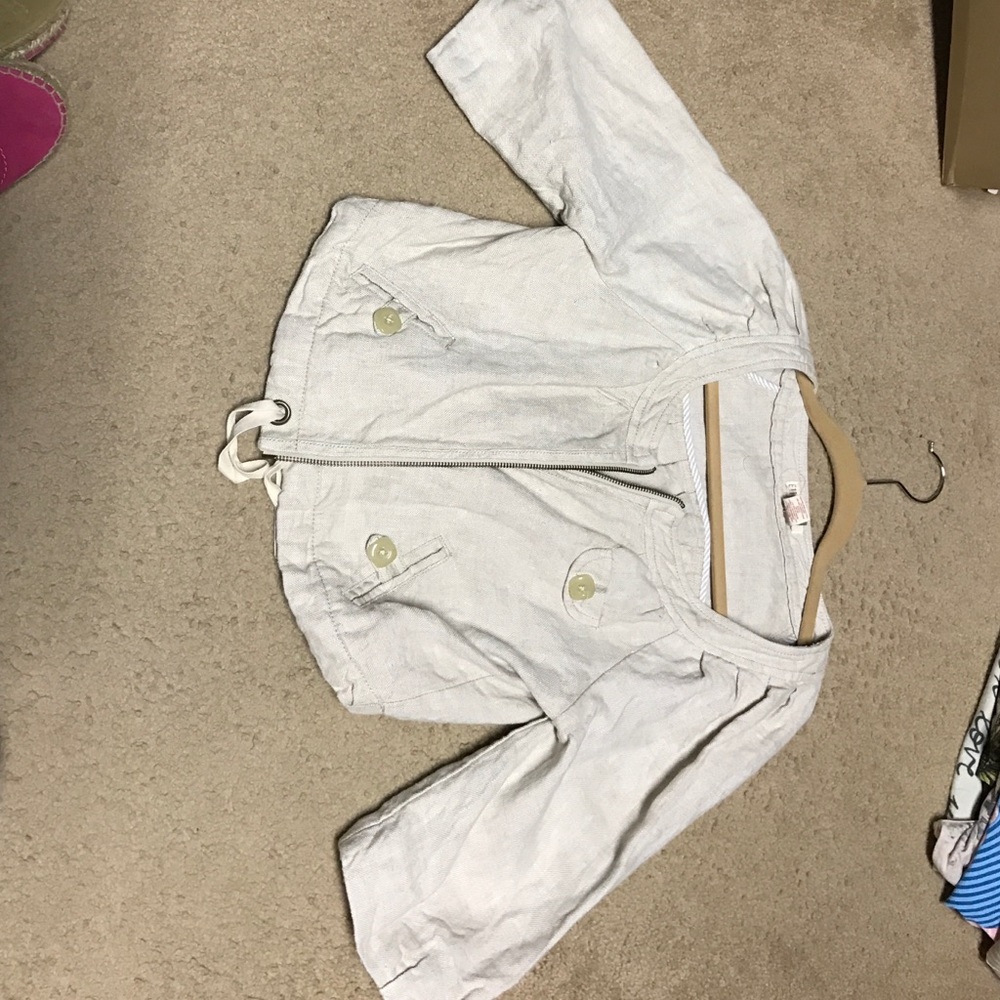 Linen beige 3/4 sleeve cropped  jacket full fit