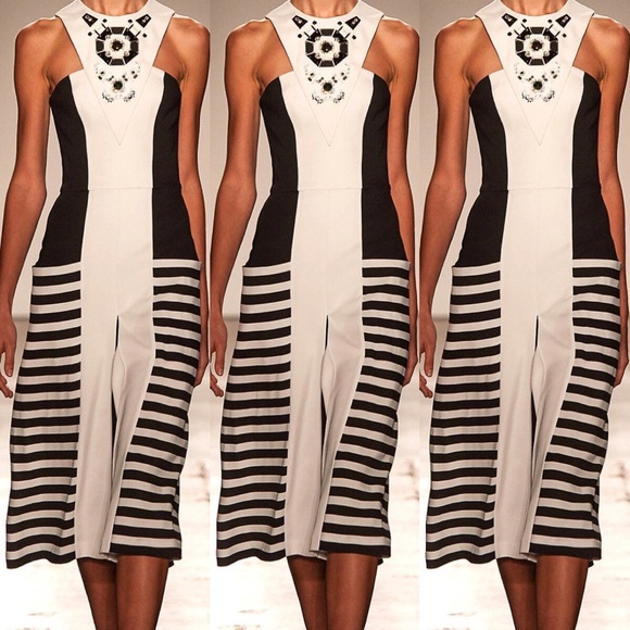 giulietta Pants - Giulietta Runway Dress Romper striped Rhinestone