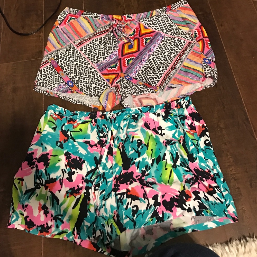 2 pairs of colorful shorts.