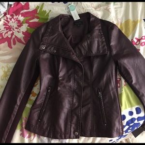 RD style faux brown leather jacket SMALL