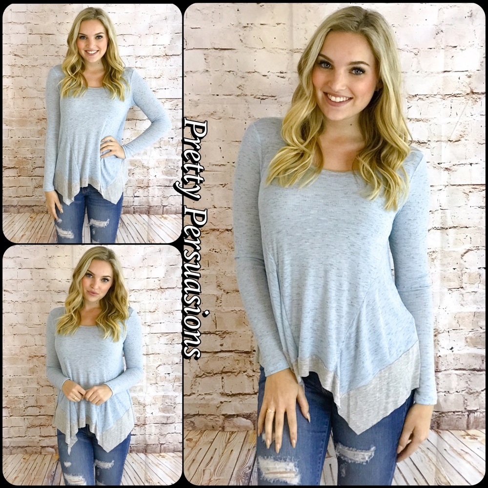 LAST ONE‼️ NWT Blue Gray Asymmetrical Jersey Top - Picture 4 of 4