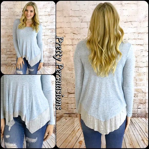 LAST ONE‼️ NWT Blue Gray Asymmetrical Jersey Top - Picture 3 of 4