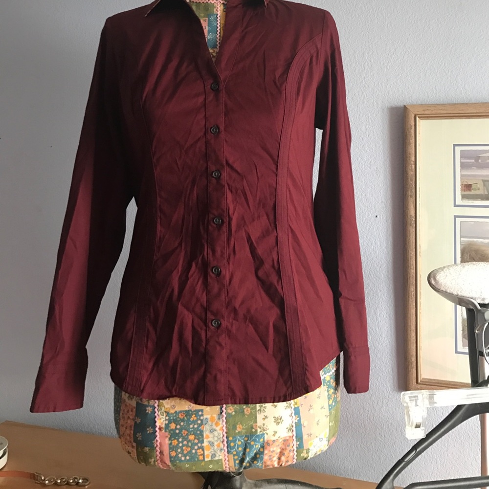 Burgundy Button Down Blouse