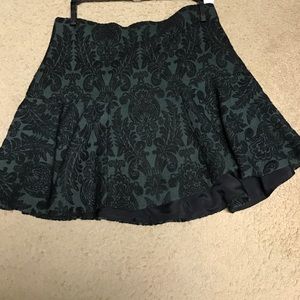 Zara dark green Skater skirt with black tapestry