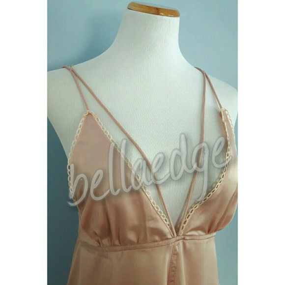 ADORE Blush Satin Plunging Romper - Picture 4 of 4