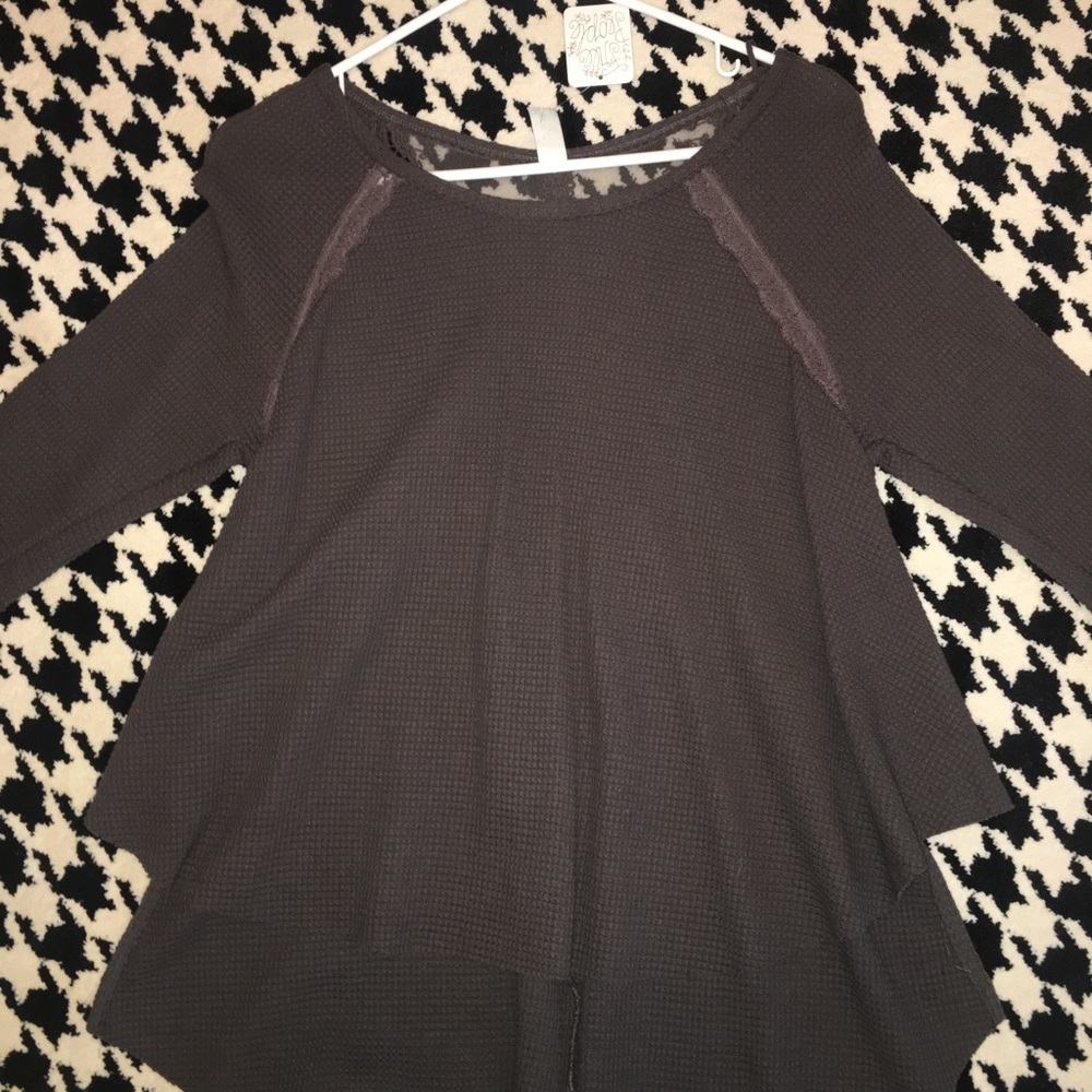 brown lace & knit top!