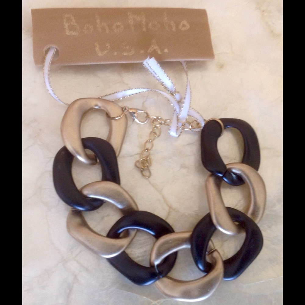 Black and sunset gold chain bracelet