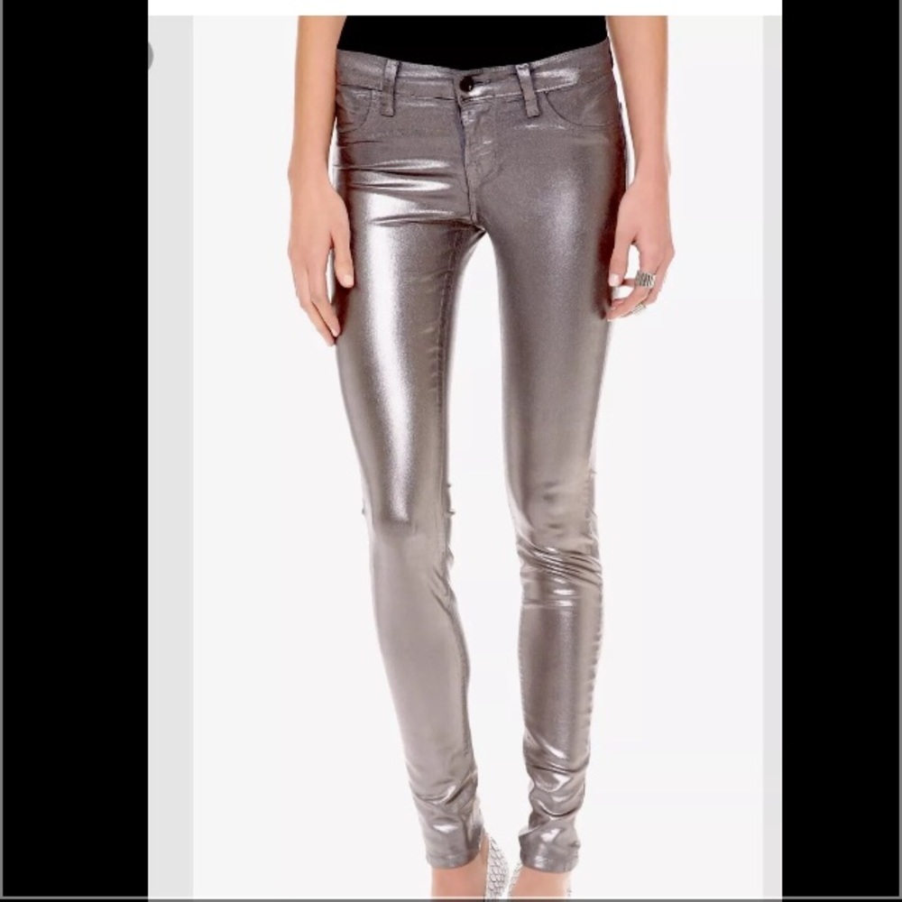 J Brand Coated Denim Metallic Skinny Jeans NWOT