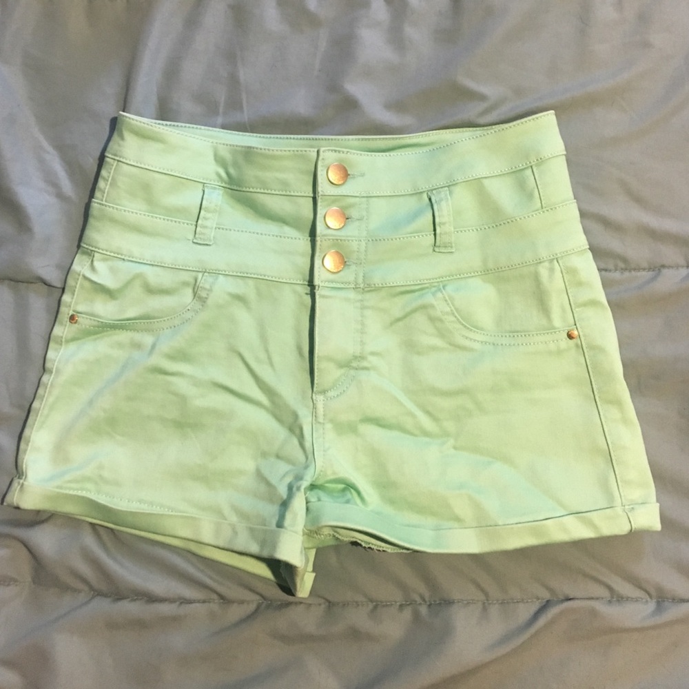 High-waisted Refuge Teal Jean Shorts