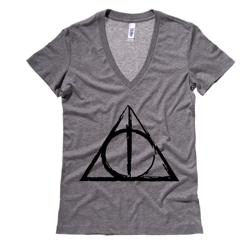 Harry Potter Deathly Hallows Grey V Neck