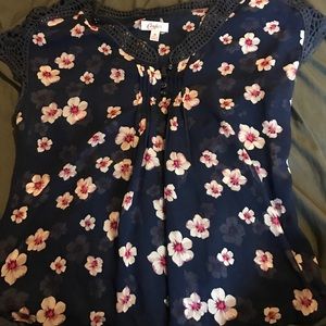 Floral navy blue blouse