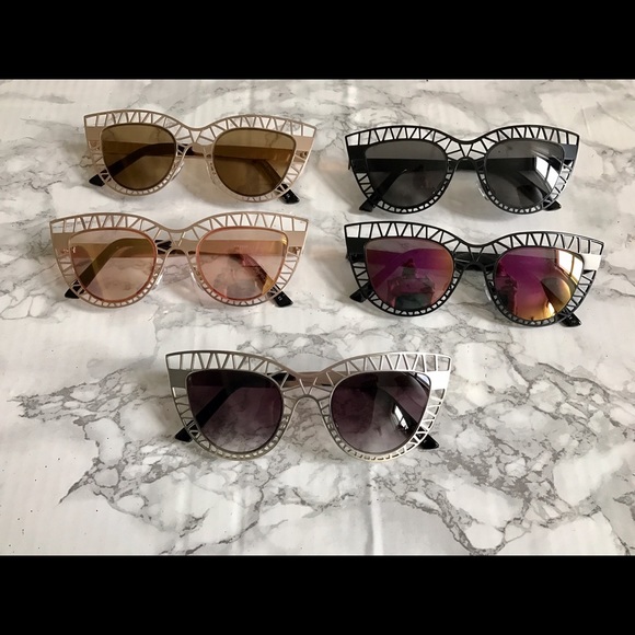 NWT OVERSIZED CAGE STEELCAT CAT EYE SUNGLASSES - Picture 2 of 3