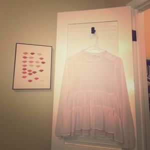 Soft baby doll pink sheer top