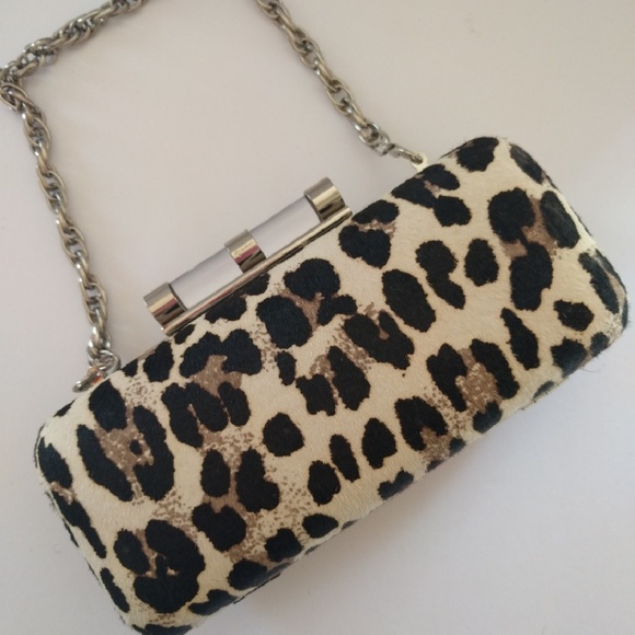 WHBM Leopard Pill Box Clutch - Picture 1 of 4