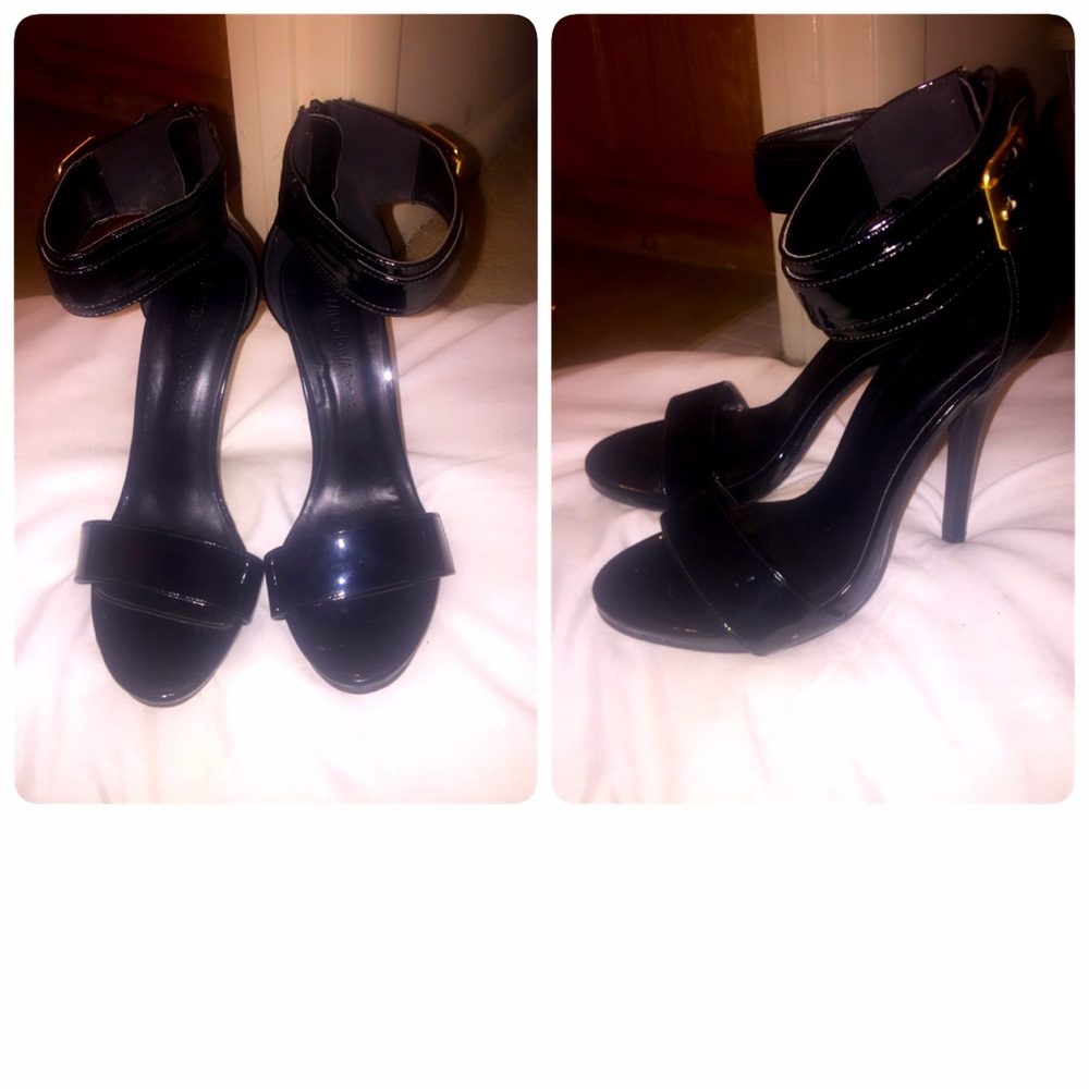 Black open toe heels